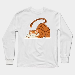 Tiger at Yoga Stretching Exercises Long Sleeve T-Shirt